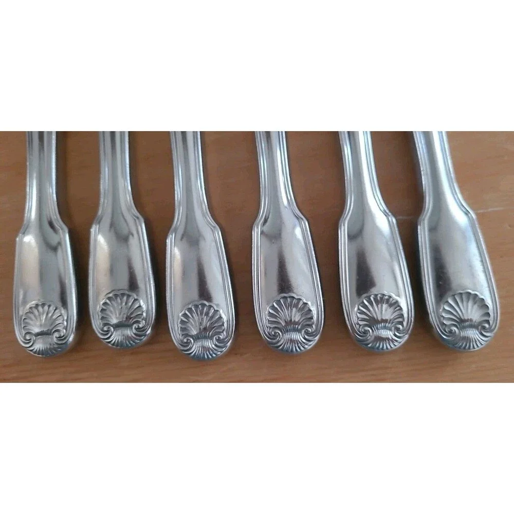 Reed & Barton COLONIAL SHELL Stainless Glossy Dinner Knives Flatware Lot Of 6